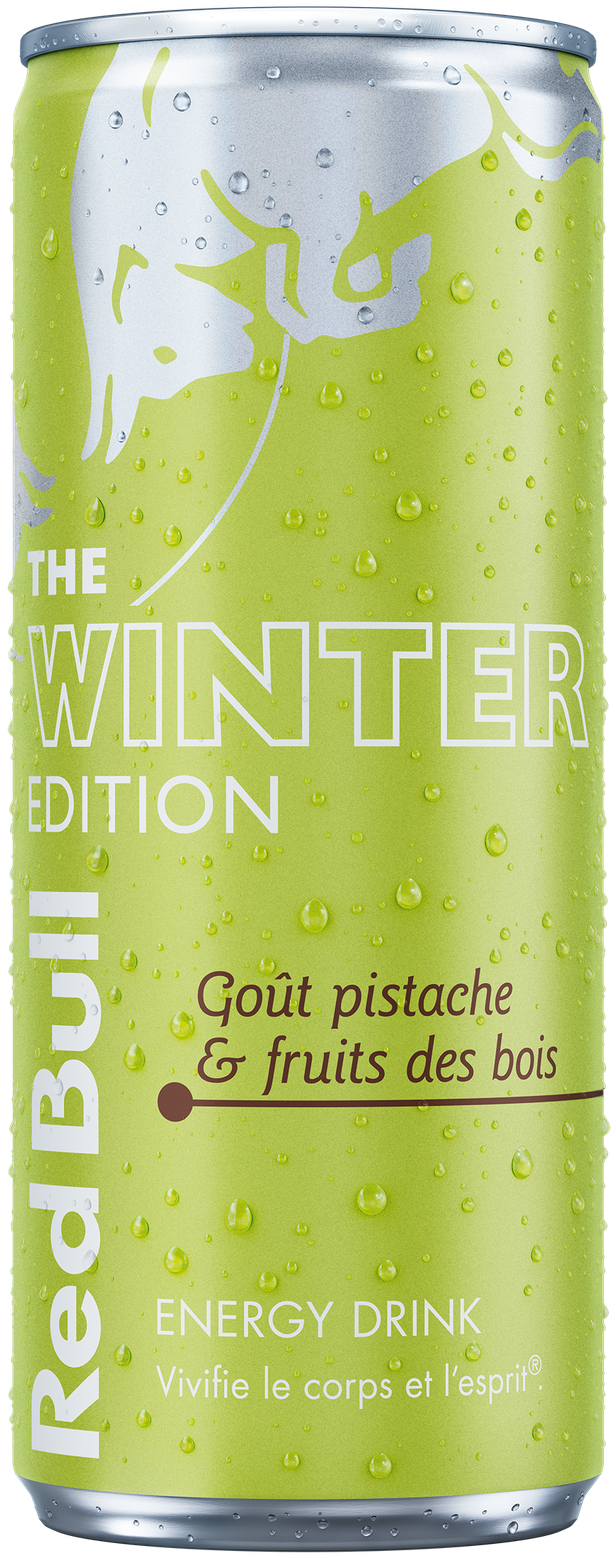 A full chilled can of Red Bull Winter Edition