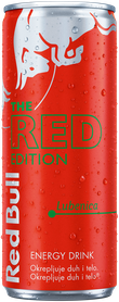 A full chilled can of Red Bull Red Edition