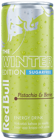 A chilled can of Red Bull Winter Edition Sugarfree