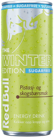 A full chilled can of Red Bull Winter Edition Sugarfree