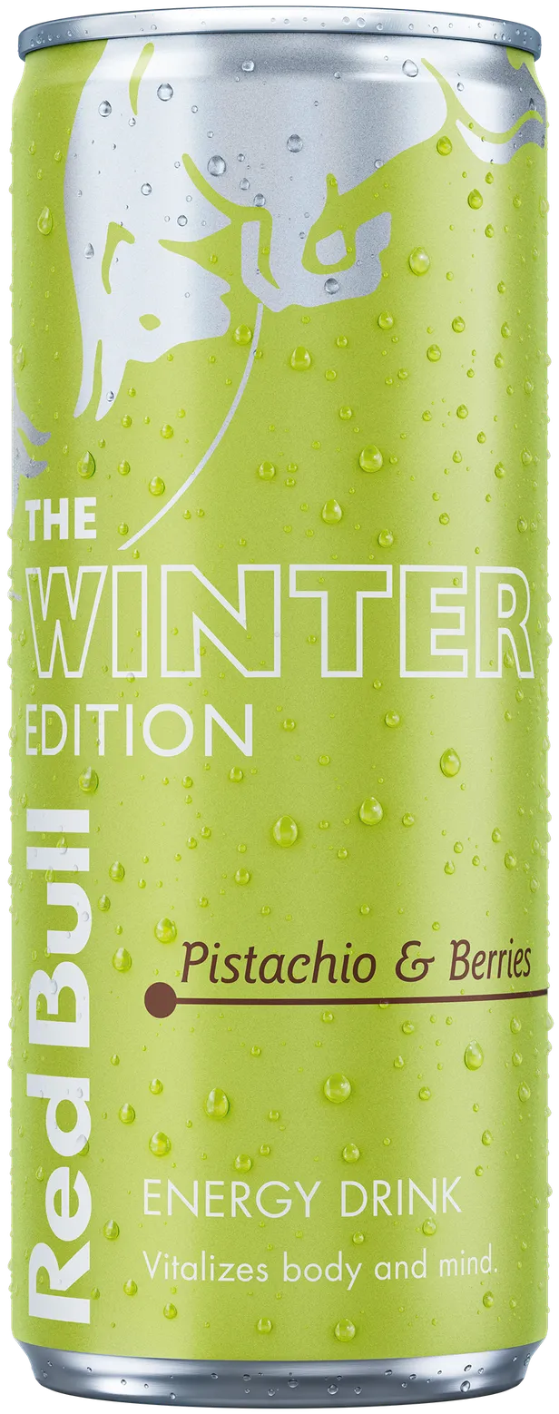 A full chilled can of Red Bull Winter Edition