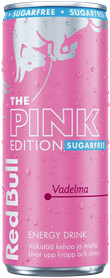 Image of a chilled can of Red Bull Pink Edition Sugarfree