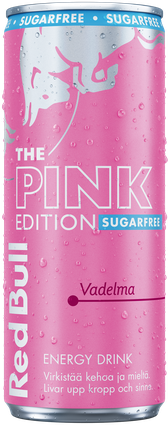 Image of a chilled can of Red Bull Pink Edition Sugarfree