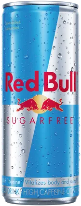 A full chilled can of Red Bull Sugarfree