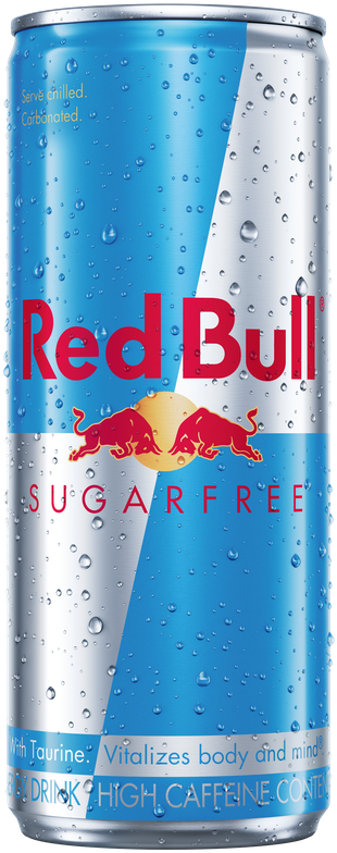 A full chilled can of Red Bull Sugarfree
