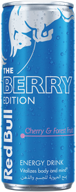 A chilled can of Red Bull Berry Edition