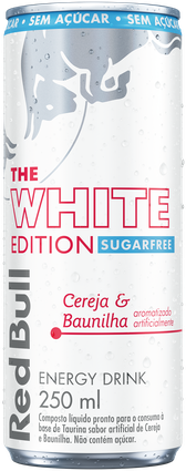 A full chilled can of Red Bull White Edition Sugarfree