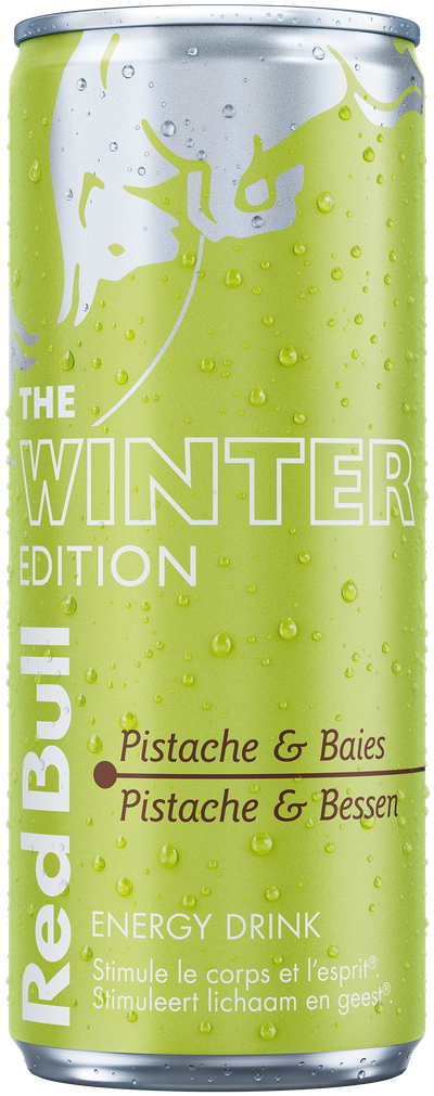A full chilled can of Red Bull Winter Edition