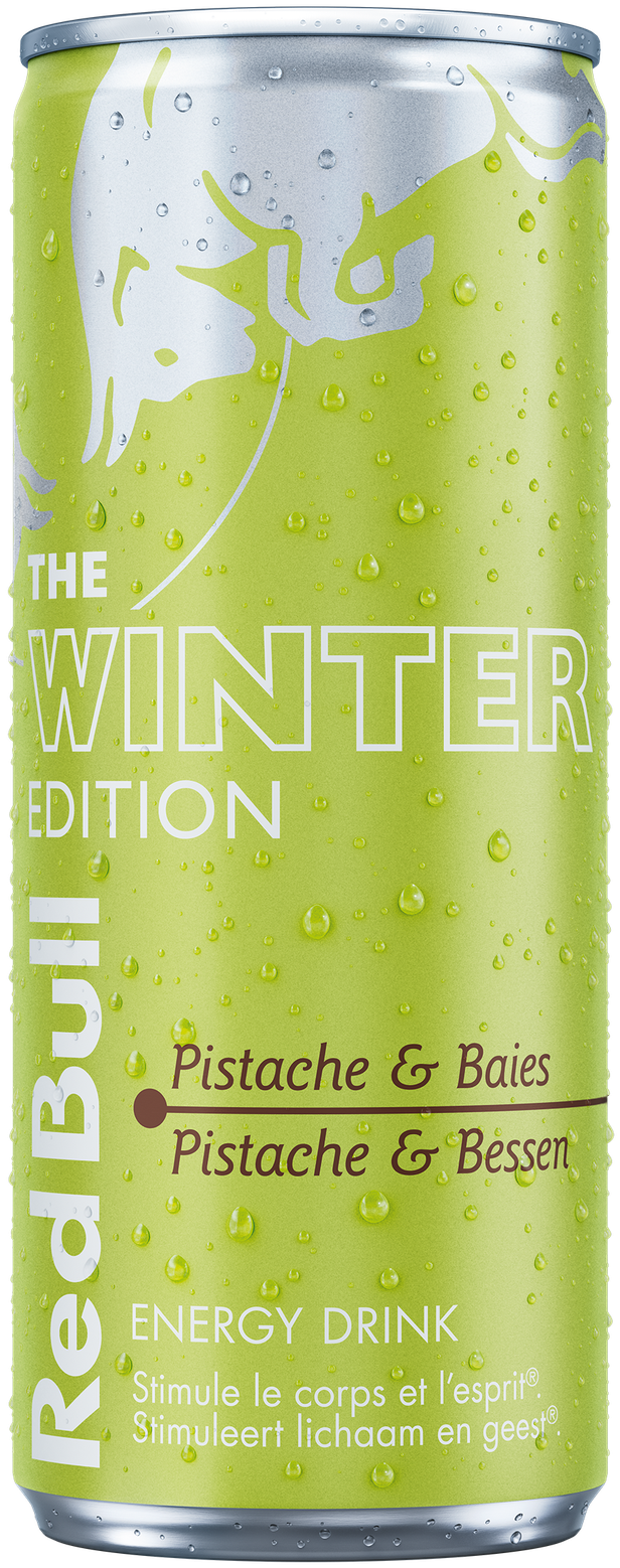 A full chilled can of Red Bull Winter Edition