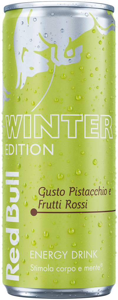 A full chilled can of Red Bull Winter Edition