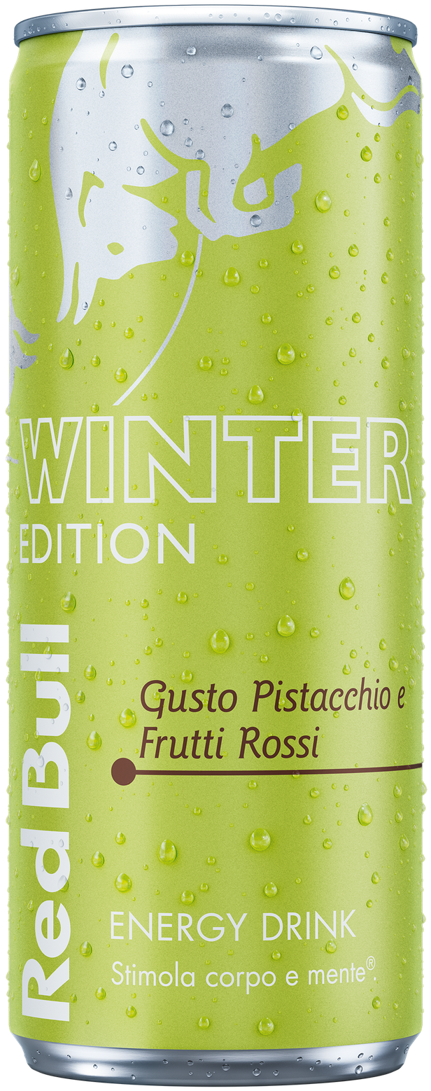 A full chilled can of Red Bull Winter Edition