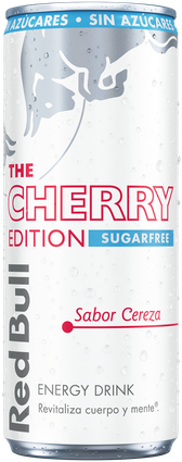 A chilled can of Red Bull Cherry Edition Sugarfree