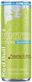 A full chilled can of Red Bull Winter Edition