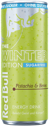 A full chilled can of Red Bull Winter Edition