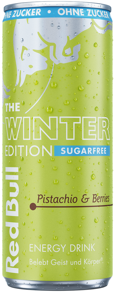 A full chilled can of Red Bull Winter Edition
