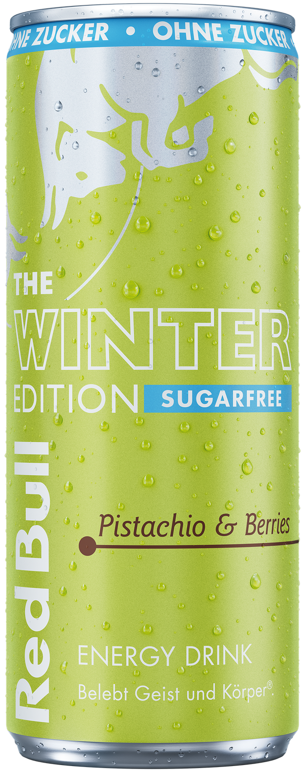 A full chilled can of Red Bull Winter Edition