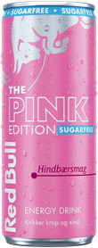 A chilled can of Red Bull Pink Edition Sugarfree
