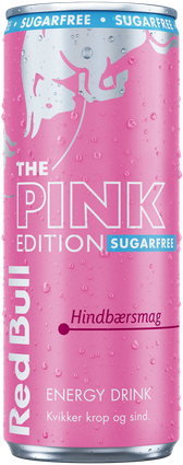 A chilled can of Red Bull Pink Edition Sugarfree