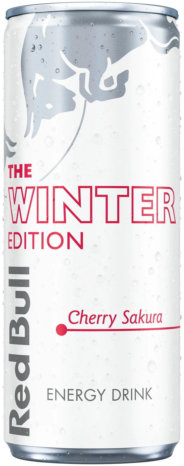 A full chilled can of Red Bull Winter Edition