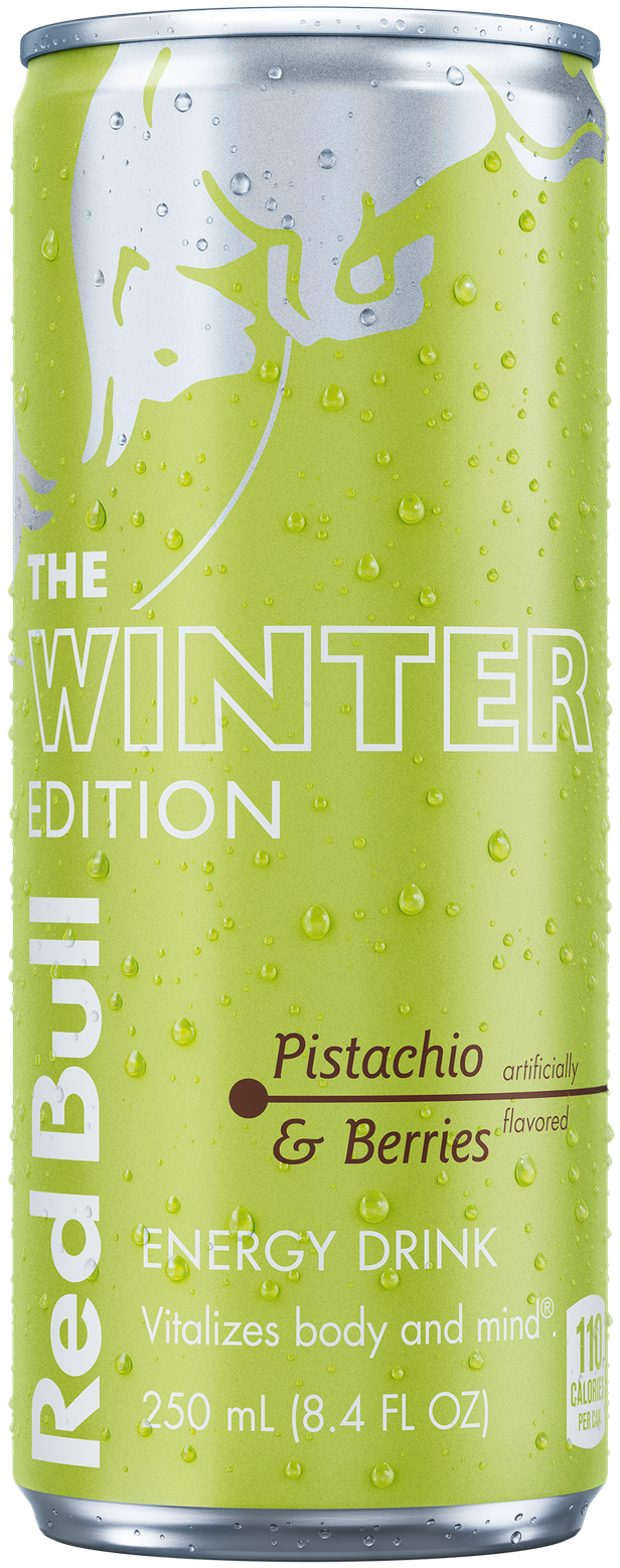 A full chilled can of Red Bull Winter Edition