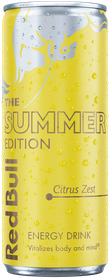 A chilled can of Red Bull Summer Edition
